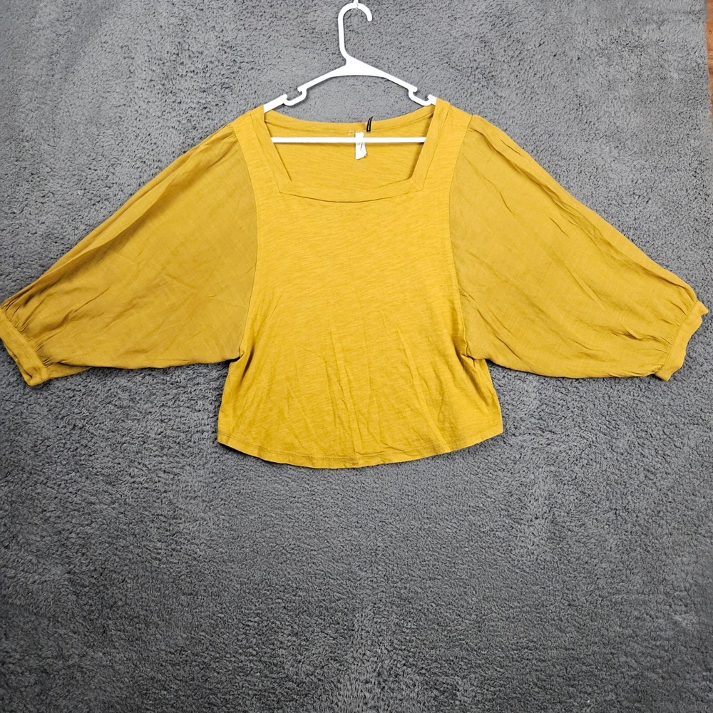 Anthropologie AEMI‎ + KIN Yellow Square Neck Balloon Sleeve Top Blouse